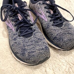 Brooks Ghost 11 Womens Running Shoes Navy Blue Purple & Gray Lace Up Sneaker